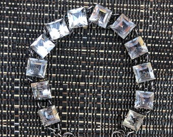 Vintage 1930's Sparkling Czech Prong Set Crystal Bracelet