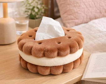 Cookie Tissue Box Cover, Biscuit Shape Holder, Kawaii Home Decor, Funny Gift