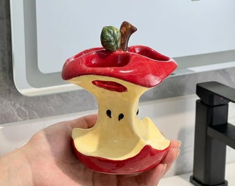 Soporte para cepillos de dientes Apple, organizador de baño de cerámica, decoración para el baño infantil
