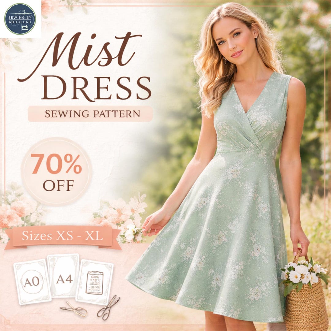 Mesa Pattern Mist Dress Sewing Pattern | Midi Wrap Dress, Beginner Friendly (digital ...