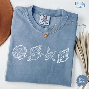 Comfort Colors® SeaShell Shirt, Cute Sea Animal Tee, Beach Woman Shirt, Ocean Graphic Shirt, Minimalist Shell Tee, Summer Vacation Shirt