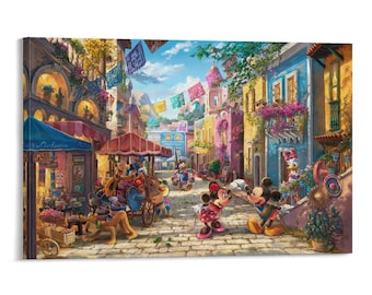 Mickeyss and Minnie in Mexico Painting On Canvas Wall Art Poster Picture Print Living Room Walls Decor Home Posters