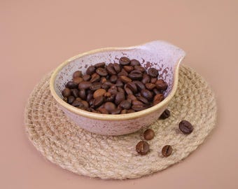 Handcrafted ceramic coffee measuring tray - a gift for coffee lovers