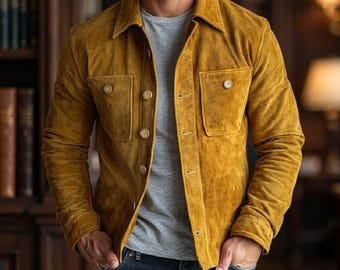 Echt rundlederen herenjack van suède – handgemaakt vintage cowboysuèdejack