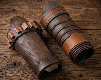Starwars Inspired the Mandalorian Handmade Real Leather Leg Armour Package Men Cosplay Costume Prop, Gift