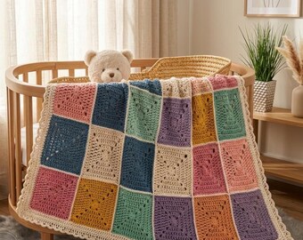 Granny Square Blanket Pattern | Granny Square Blanket Crochet Pattern, Granny Square Crochet Pattern, Easy Baby Blanket Crochet Pattern