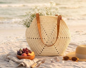 Häkelanleitung für Strandtasche | Crochet Tote Pattern | Sommer Tasche Muster häkeln | Häkeltasche Muster | Gehäkelte Netztasche, Muster