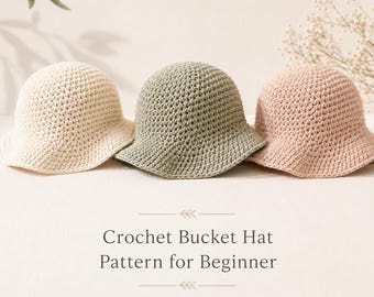 Easy Bucket Hat Häkelanleitung PDF | Anfängerfreundliches Häkelhut-Muster | Sommer Krempen-Hut DIY | Häkelanleitungen für Frauen