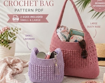 Hobo Bag Pattern | Crochet bag Pattern PDF | handbag Patterns  (2 Sizes) Instant download