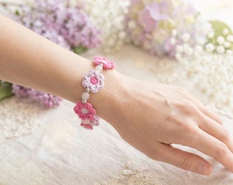 Crochet Flower Bracelet Pattern | Pastel Floral Jewelry DIY (PDF Download)