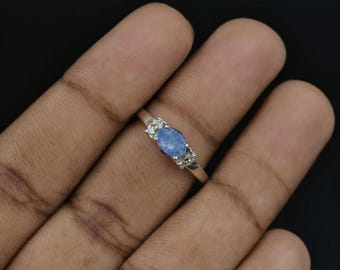 Genuine Opal Ring, 925 Sterling Silver Ring Jewelry, Blue Opal Gemstone Handmade Ring Wedding Ring for Love, Gift for Her