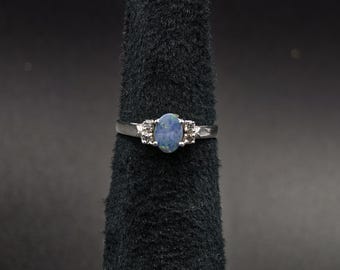 Blue Opal Ring, 925 Sterling Silver Statement Ring Jewelry, Genuine Blue Opal Gemstone Handmade Ring Wedding Ring for Her, Gift for Mom