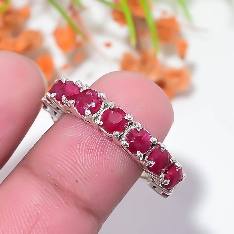 Ruby Ring, Red Stone Ring, Solid 925 Sterling Silver Ring, Handmade Ring, Girls Ring, Birthday Ring, Gift for Her image 2