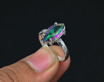 925 Solid Silver Ring, Mystic Topaz Ring, Women Mystic Topaz Gemstone Ring, Ring For Women, Statement Ring, Gifts For Her
