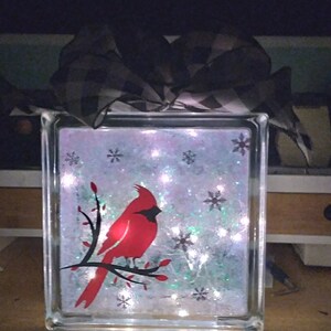 Light up Block Glass Cardinal - Etsy