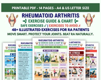 Rheumatoide Arthritis Übungsanleitung zum Ausdrucken | RA Safe Übungsblatt PDF | Gelenkfreundliches Training | Entzündungshemmender Übungsplan