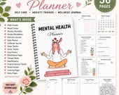 Mental Health Planner Printable PDF | Self Care Journal & Anxiety Tracker | Wellness Workbook Bundle | Instant Download |US letter