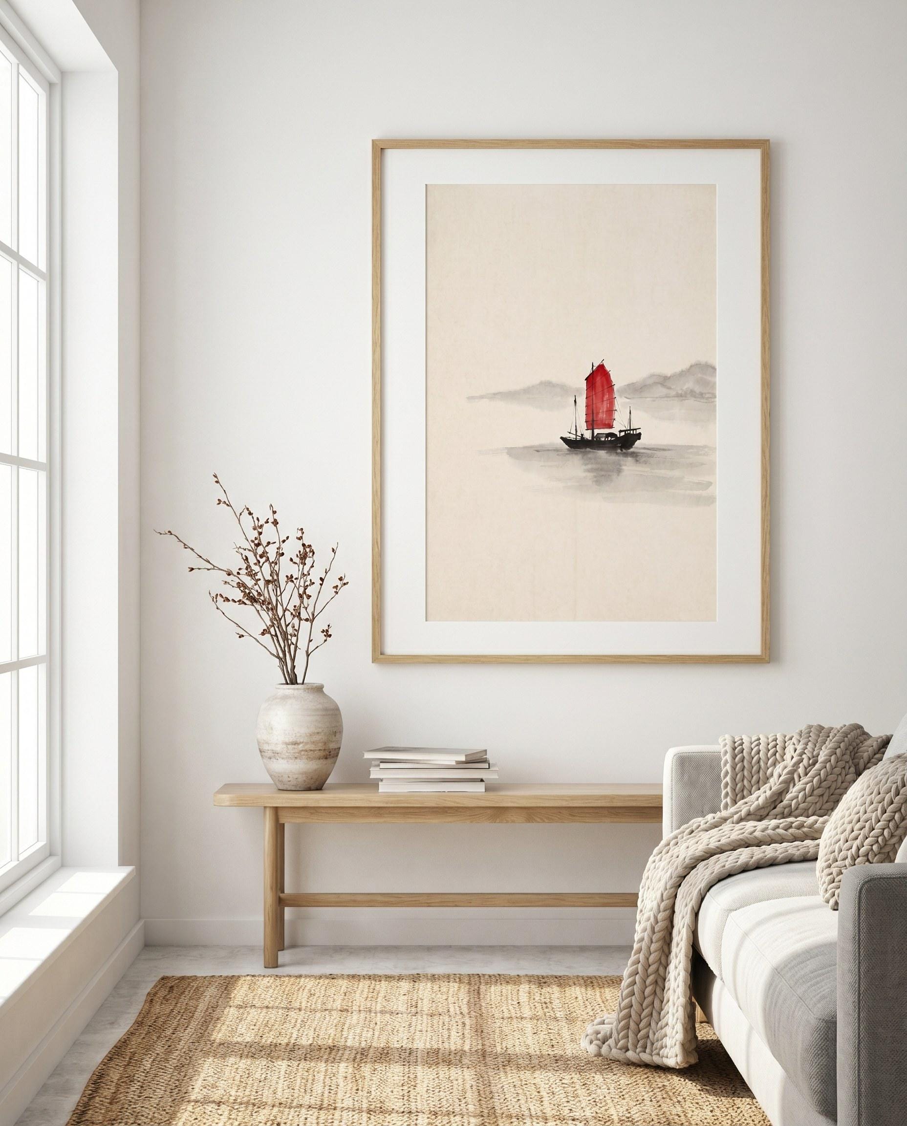 Chinese Ink Art Boat - Etsy
