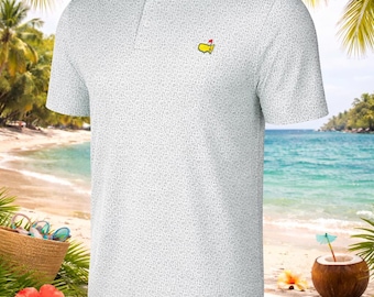 Golfpoloshirt geïnspireerd door Masters, polo met groen patroon, shirt golfoutfit heren, zomergolfshirt cadeau voor golfer