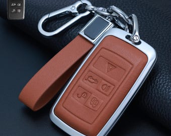 Funda para llave de coche Range Rover SDV6 Velar D180 Freelander 2 Jaguar XF Sportbrake TDV6 / Funda de cuero de primera calidad con monograma y logotipo personalizados