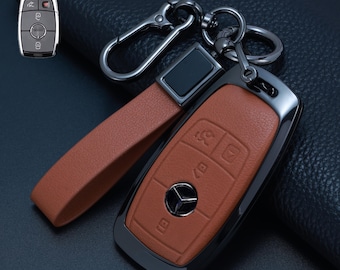 Etui na kluczyk do samochodu Benz C E S Class GLC GLE | Etui ze skóry licowej z logo i imieniem