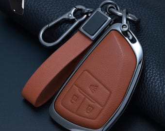 Personalized Leather Key Fob Cover for Buick Envision Encore Enclave, Custom Engraved Name Initials & Logo, Luxury Car Key Gift for Him