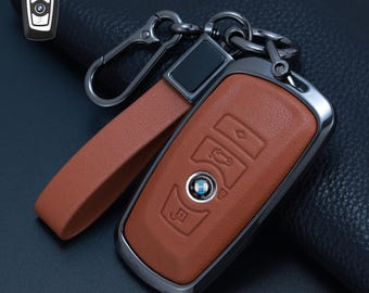 BMW 3 5 7 Series X3 X5 X6 E90 F10 F15 Car Key Fob Cover | Top-Grain Leather Custom Name Monogram  Logo Case
