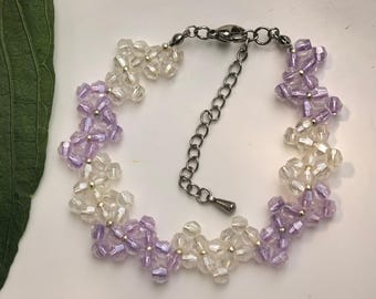 Pulsera elástica de cristal pastel, regalo de agradecimiento para damas de honor, pulsera para niña de las flores, pulsera de regalo con nombre personalizado, pulsera de boda de hadas suaves