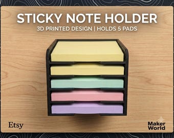 Soporte para notas adhesivas impreso en 3D, organizador de escritorio para 5 blocs, accesorio para espacio de trabajo de oficina.