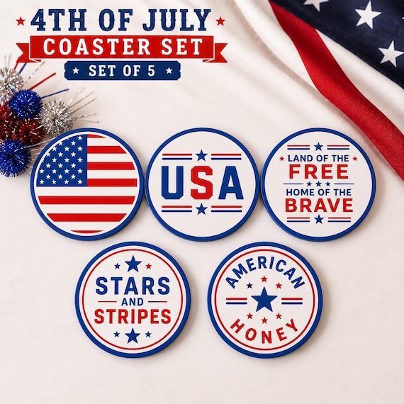 3D Printed Patriotic Coaster Set