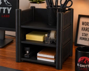 Organizador de escritorio modular de 3 niveles / Estante de oficina de fácil montaje / Almacenamiento de escritorio impreso en 3D