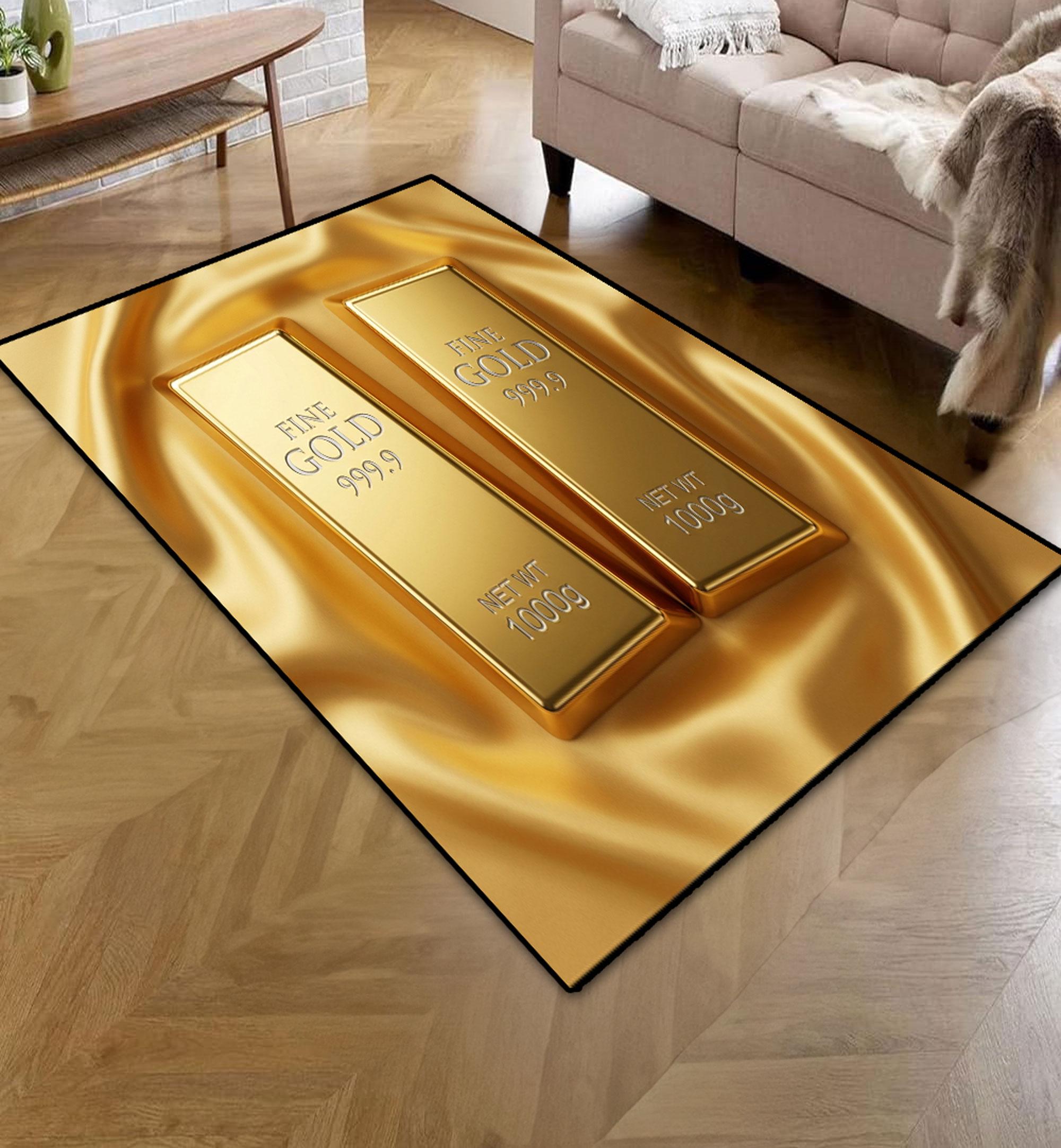 Gold Bar Rug, Luxury Gold Carpet, Modern Glam Living Room Rug, Rich ...
