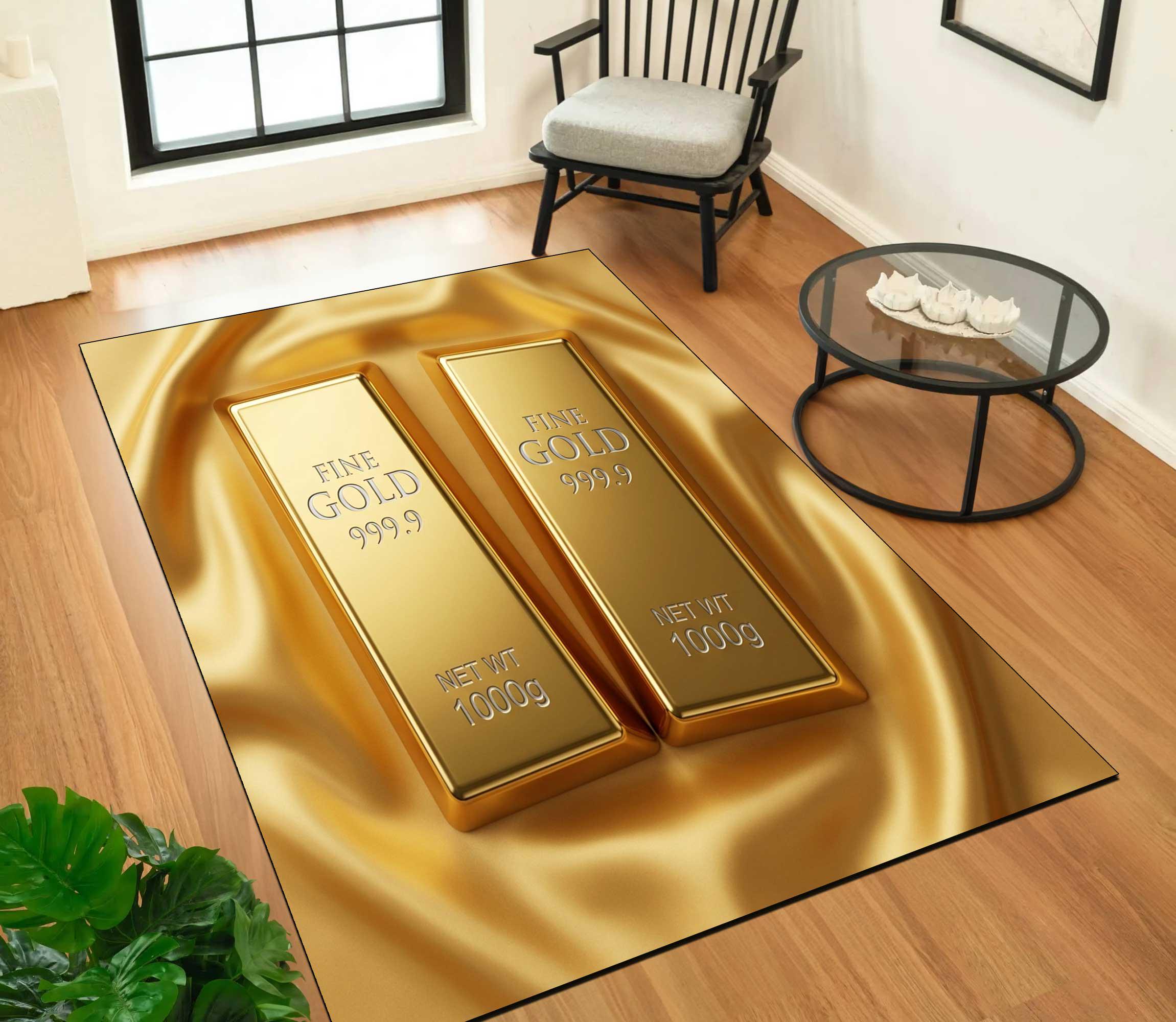 Gold Bar Rug, Luxury Gold Carpet, Modern Glam Living Room Rug, Rich ...