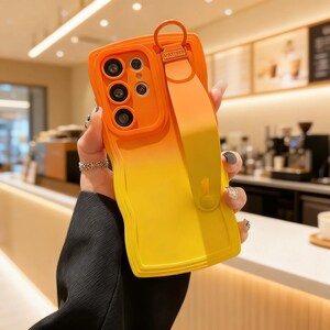 Funda Samsung bicolor con correa de muñeca y soporte de anillo, cubierta antigolpes para Galaxy S23-S26