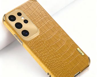 Crocodile Leather Phone Case for Samsung Galaxy – Slim Plated Silicone Cover