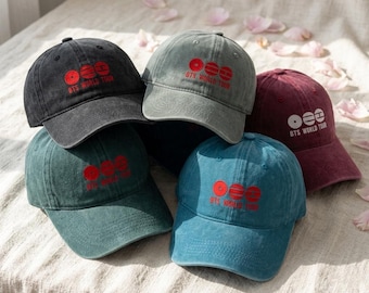 BTS World Tour Embroidered Baseball Cap, Kpop Concert Merch Hat,ARMY Gift