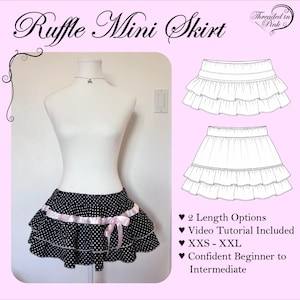 Ruffle Mini Skirt Sewing Pattern PDF + Tutorial Video