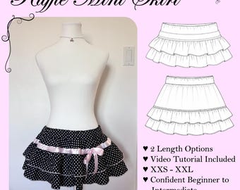 Ruffle Mini Skirt Sewing Pattern PDF + Tutorial Video
