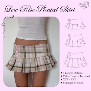 Low Rise Pleated Skirt Sewing Pattern PDF + Tutorial Video