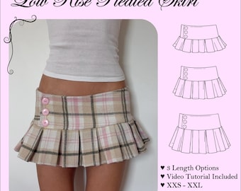 Low Rise Pleated Skirt Sewing Pattern PDF + Tutorial Video