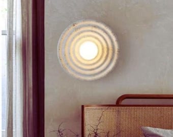 Wabi Sabi vägglampa Modern rund vägglampa Minimalistisk Japandi vägglampa Sovrum Vardagsrum Stämningsbelysning