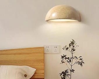Travertin vägglampa Wabi Sabi vägglampa Nordisk stenvägglampa Minimalistisk sängbordsbelysning Vardagsrum Halllampa