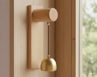Wooden Door Bell Mechanical Entry Chime Rustic Shop Door Bell Solid Wood Entrance Alert Japandi Home Decor Hanging Bell