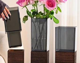 Nordisk akrylvas Modern minimalistisk blomvas Klar dekorativ vas Vardagsrumsbord Middepunkt Heminredning