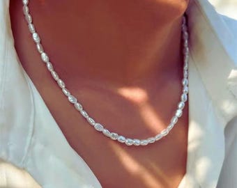 Pärlhalsband Minimalistiskt pärlhalsband Vintagestil Pärlhalsband Elegant brudsmycke Gåva till kvinnor