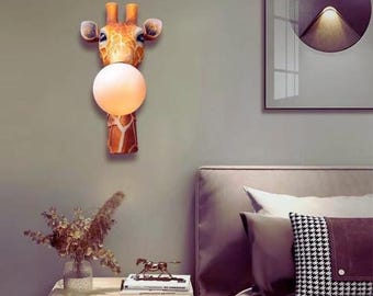 Giraffvägglampa Djurvägglampa Safari Barnrumslampa Kreativ Barnrumsbelysning Djungel Heminredning