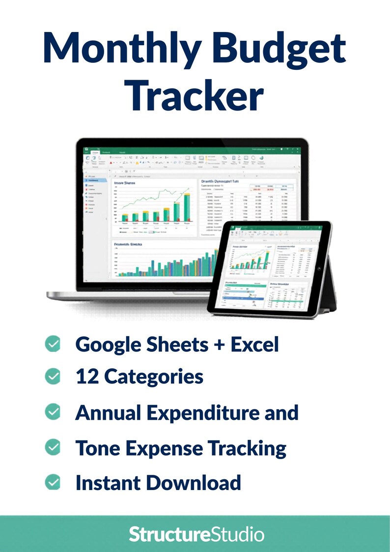 Budget Tracker Spreadsheet Google Sheets Excel, 17 Tab Budget Planner ...
