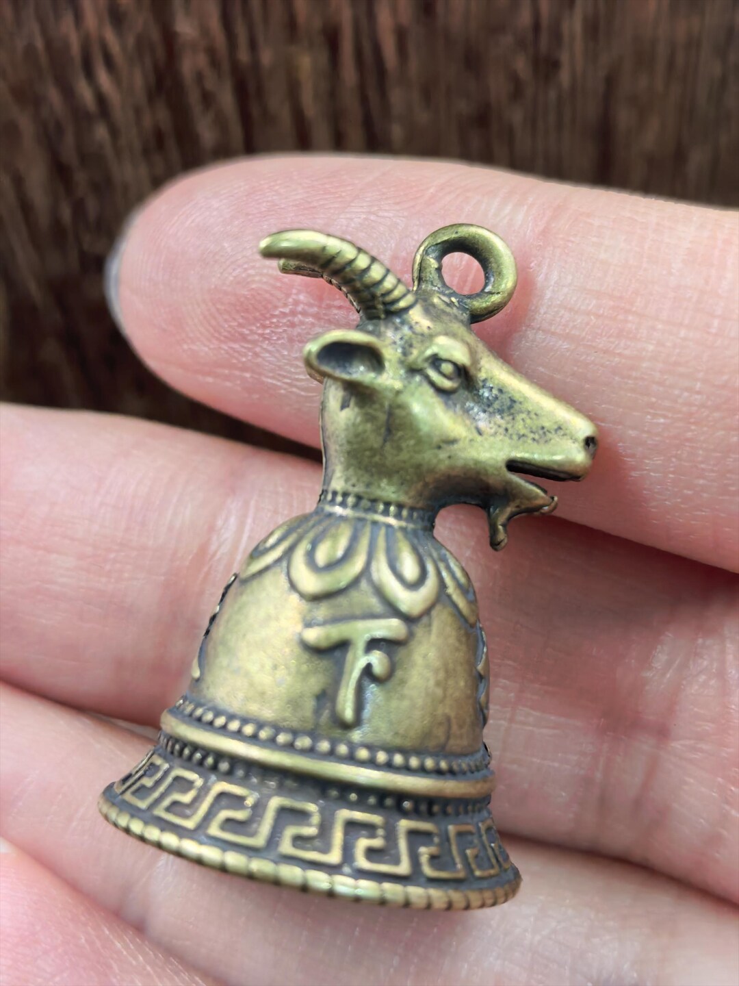 Goat Bell Ringer Brass Goat Head Bell Keychain Vintage Zodiac Goat Bell Car Hanging ...