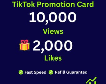 10 000 visualizaciones en TikTok + 2000 me gusta en TikTok | Tarjeta de promoción de TikTok | Producto digital | Entrega rápida y segura | Estrategia de crecimiento bostifyhub