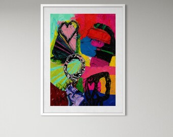 Overthinking 1 Digital Abstract Expressionist Art Print, Colorful Contemporary Wall Art, Modern Printable Download